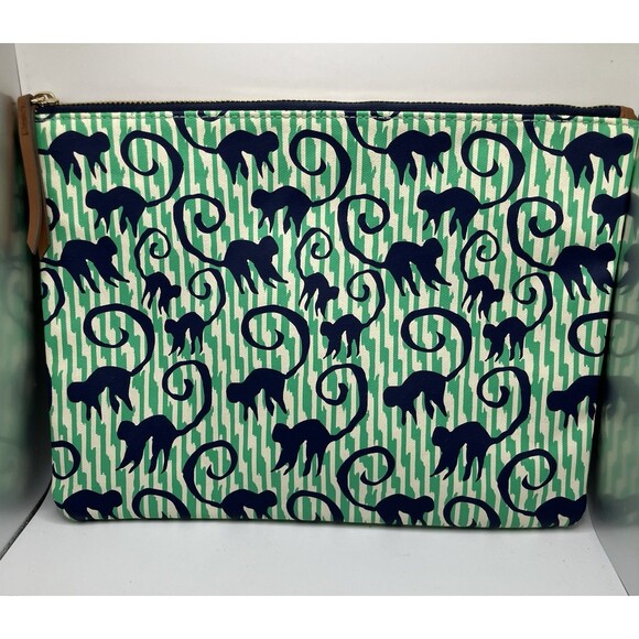 New Stella and Dot All In Pouch Clutch Stripped Design Fashion With Monkeys - Picture 6 of 6